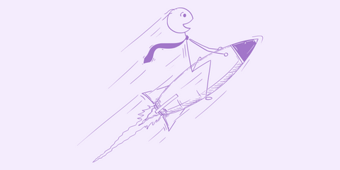 Mann auf einer Rakete